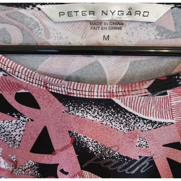 Peter Nygard Long Sleeve Breast Cancer Awareness Ribbon Print Silky Top Womens M - Picture 6 of 12